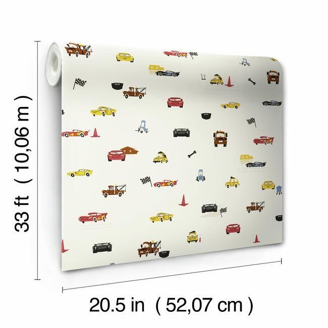 DI0922 York Disney and Pixar Cars Racing Spot Unpasted Almond Wallpape