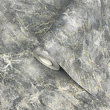 Wallpaper Blue Gray Silver gold metallic cracks Plain textured faux marble stone
