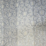 4506-03 Striped Victorian damask white gray silver metallic Textured Wallpaper