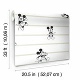 DI0932 York Disney Mickey Mouse Stripe Unpasted Neutral Wallpaper