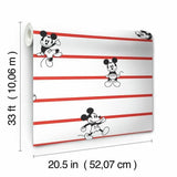 DI0933 York Disney Mickey Mouse Stripe Unpasted Red Wallpaper