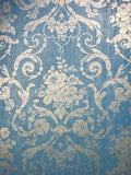 76 sq.ft Rolls Italian Portofino wallcoverings Modern Non-Woven Wallpaper Blue Silver Metallic Lines Stria Faux Textured Cloth Fabric Victorian Floral Flowers Damask coverings 3D Paste The Wall only