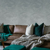 78061 Portofino Plain textured Dark Gray Sliver Metallic faux fur Wallpaper