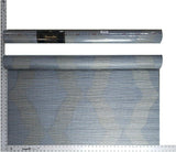M16039 Textured Wallpaper Blue Gray Gold Diamond Stripes pattern Faux grasscloth