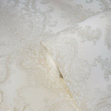 8518-08 Ombre off White ivory gold Victorian damask Wallpaper