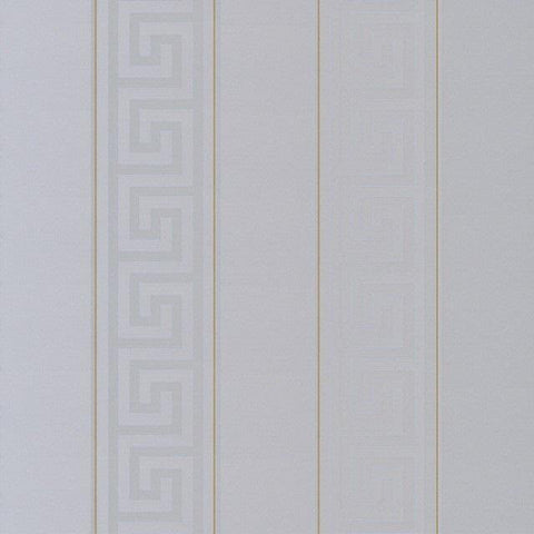 93524-5 Greek Key Stripped Silver Gray Gold Versace Wallpaper - wallcoveringsmart