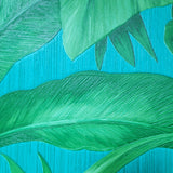 96240-6 Giungla Green Teal Palm Leaf Versace Textured Wallpaper