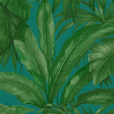 96240-6 Giungla Green Teal Palm Leaf Versace Textured Wallpaper