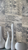 310030 Paisley Blue White faux Rustic carpet Wallpaper