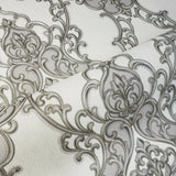 8611-03 Victorian Vintage damask white gray bronze gold Textured Wallpaper