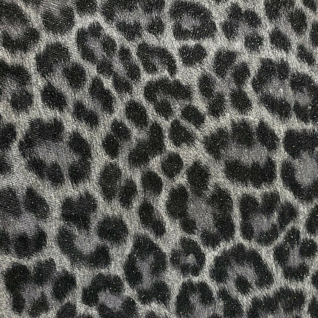 255055 Portofino black silver glitter metallic leopard textured animal ...