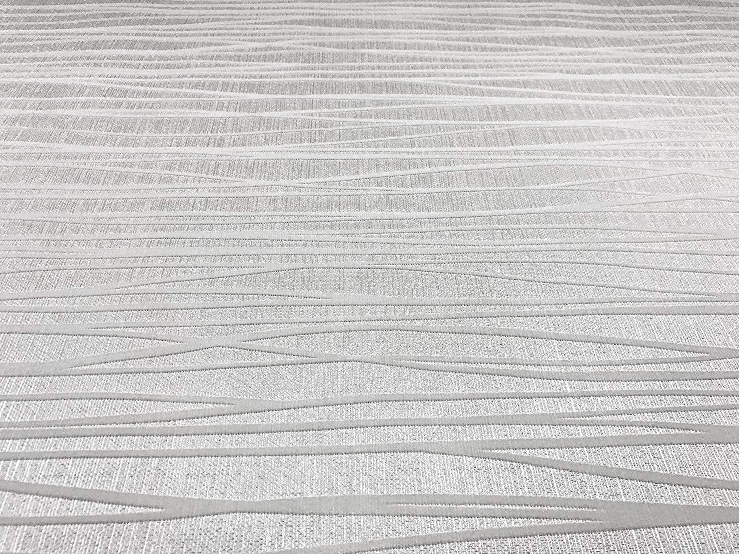 M25035 Off white textured wave lines faux fabric Modern Wallpaper