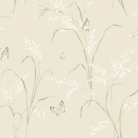 AB1814  Wallpaper TALL GRASS WITH BUTTERFLIES