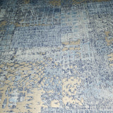 Z44958 Abstract Modern Embossed blue gray gold metallic faux fabric textured wallpaper