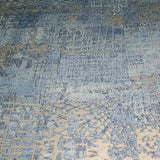 Z44958 Abstract Modern Embossed blue gray gold metallic faux fabric textured wallpaper
