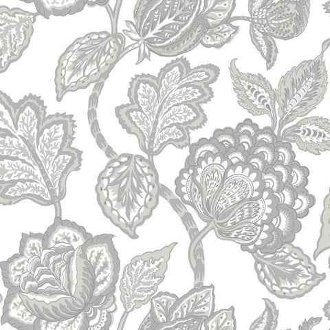 CY1538 Conservatory Gray White Midsummer Jacobean Wallpaper