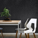 Z80042 Charcoal gray black silver glitter wallpaper faux leopard cheetah skin textured