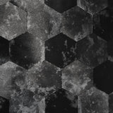 Z80011 Contemporary Geometric Hexagon black wallpaper faux cow hide skin textured roll