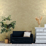 M53037 Contemporary Shimmer Yellow Gold Metallic Faux Silk Fabric Textured Wallpaper