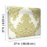 DM4971 York Pineapple Damask Gold Wallpaper