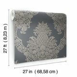DM4975 York Pineapple Damask Charcoal Wallpaper