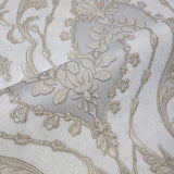 Z47031 Embossed Victorian ivory gray gold metallic ogee damask textured Wallpaper rolls