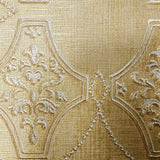 Z47001 Embossed Yellow Gold metallic lattice damask faux grasscloth textured Wallpaper