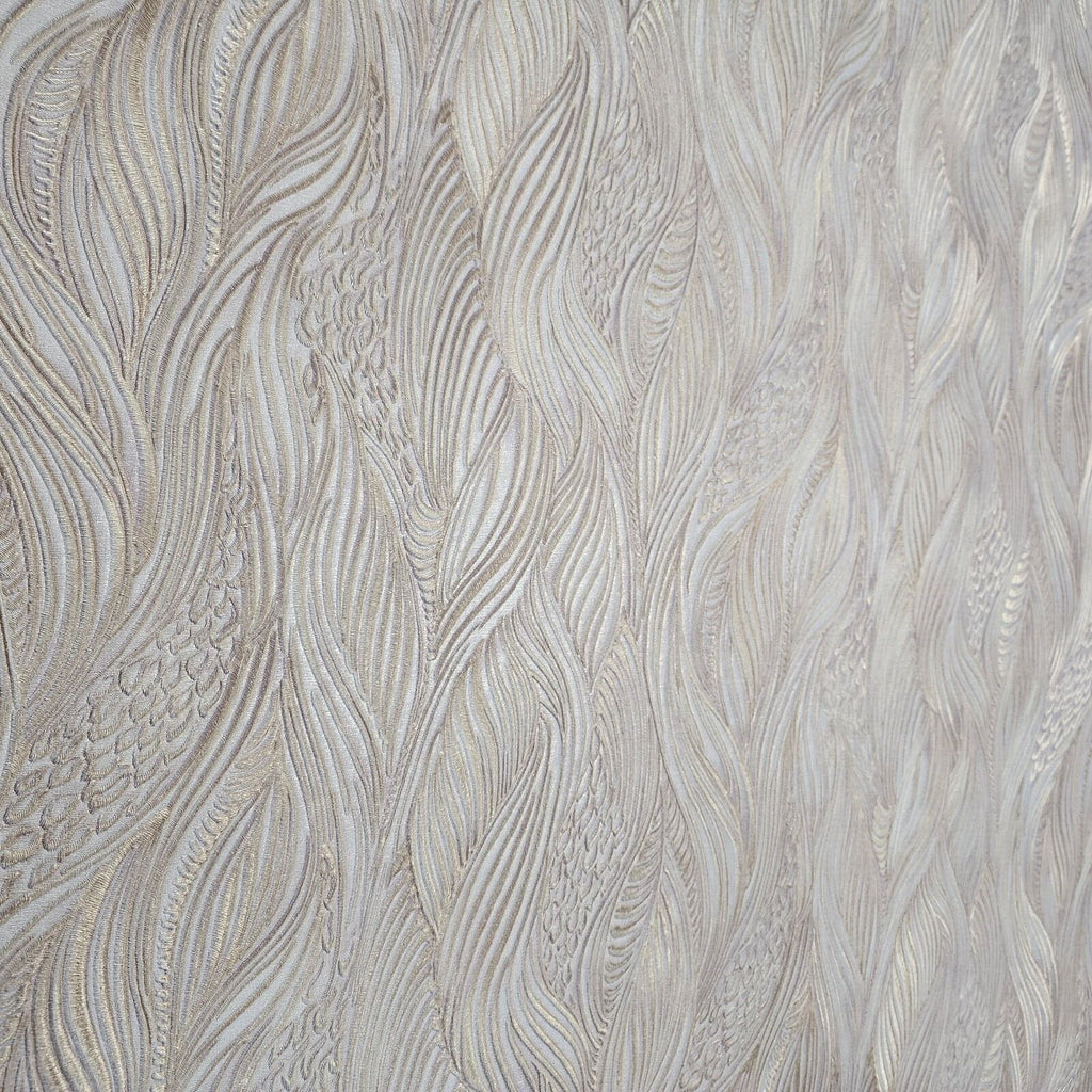 Z47015 Embossed gold silver metallic heavy textured wave lines faux fa ...