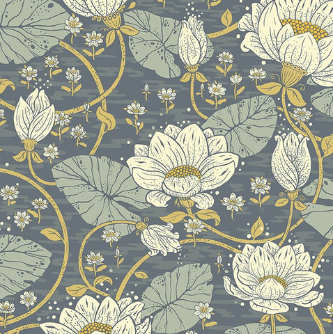 4080-83122 Eva Blue Lotus Dreams Wallpaper