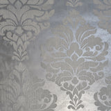 235004 Portofino gray silver metallic Flocked Victorian velvet damask Wallpaper