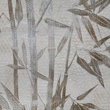 Z90028 Floral wallpaper bamboo leaves off white brown bronze metallic textured