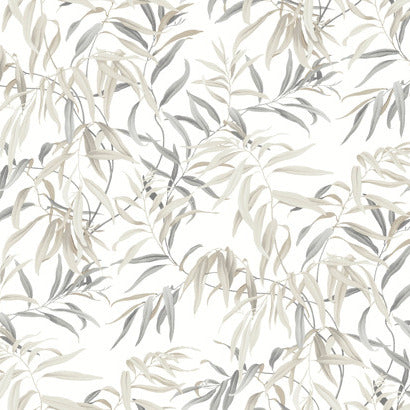 GO8243 Greenhouse Wallpaper WILLOW GROVE TAUPE LEAF