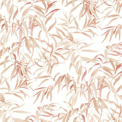 GO8244 Greenhouse Wallpaper WILLOW GROVE PINK LEAF
