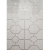 Z80030 Geo Hexagon ivory cream gold metallic trellis lines wallpaper textured alligator