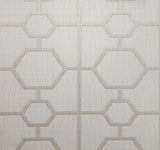 Z80030 Geo Hexagon ivory cream gold metallic trellis lines wallpaper textured alligator
