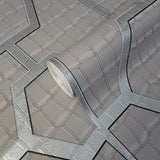 Z80026 Geo Hexagon matt gray silver metallic trellis lines wallpaper textured alligator