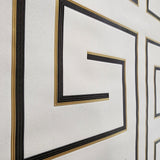 Z76001 Geometric Greek Key lines Modern Cream off White black gold metallic wallpaper