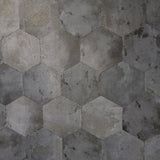 Z80004 Geometric Hexagon gray gold metallic wallpaper faux cow hide skin textured rolls