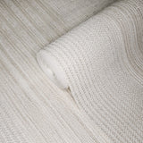 Z44913 Grayish tan off white cream striped faux sackcloth grasscloth textured wallpaper