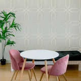 Z21107 Hexagon trellis beige off white  Textured geometric wallpaper