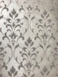 165034 Silver Gray Metallic Flock Damask Velvet Wallpaper