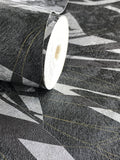 300007 Wallpaper Grey Black Silver metallic Abstract animal faux fur Textured