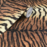 255061 Wallpaper Tiger Line faux animal fur textured modern wall coverings Orange black