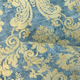 75902 Blue Gold Damask Metallic Wallpaper faux plaster textured