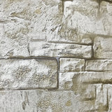 C895-01 Brown Green Brick Stone Concrete plaster Wallpaper