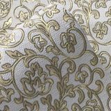 8536-10 White Gold Metallic Floral Wallpaper