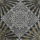 8509-10 Black White Gold Diamond Tile Wallpaper