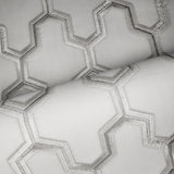 121021 Light gray pearl Metallic faux fabric geo eicute trellis textured wallpaper roll