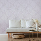 Z44665 Lilac pearl pink wallpaper Textured lines cherry blossom Flowers Branches