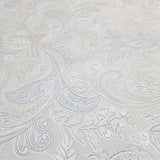 M1206 Beige tan silver metallic faux fabric textured floral victorian damask Wallpaper